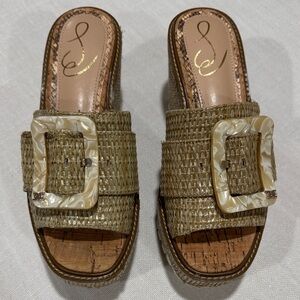 Sam Edelman Olive Woven Platform Sandals with Ivory Buckle